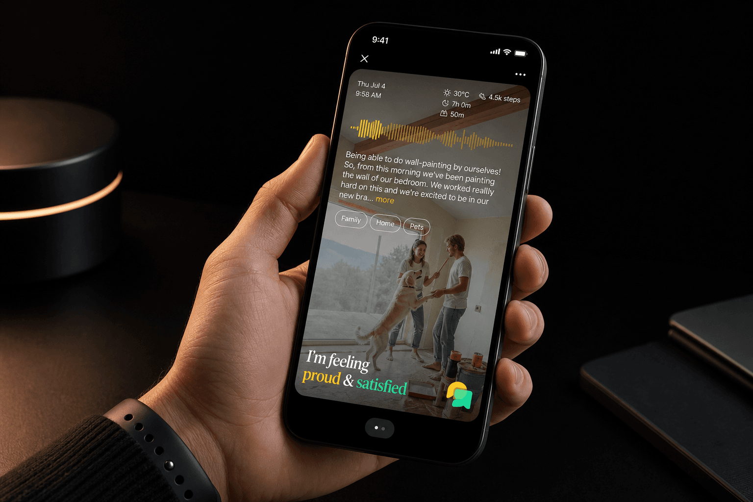 RENCORET AI App-Oberfläche auf einem iPhone in Nutzung